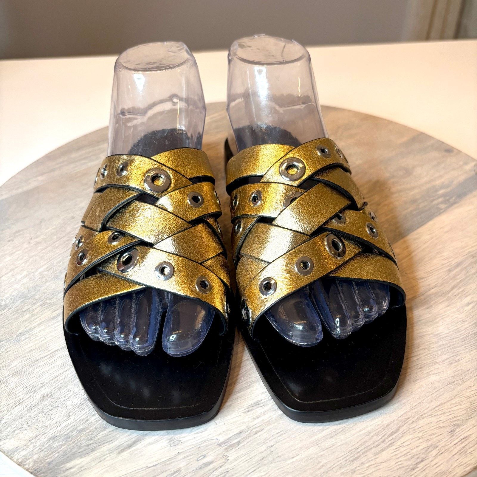 Rag & Bone Rag & Bone Sandals Gold Leather Hartley Metallic Slide Sz 8 Size US 8 / IT 38 - 4 Thumbnail
