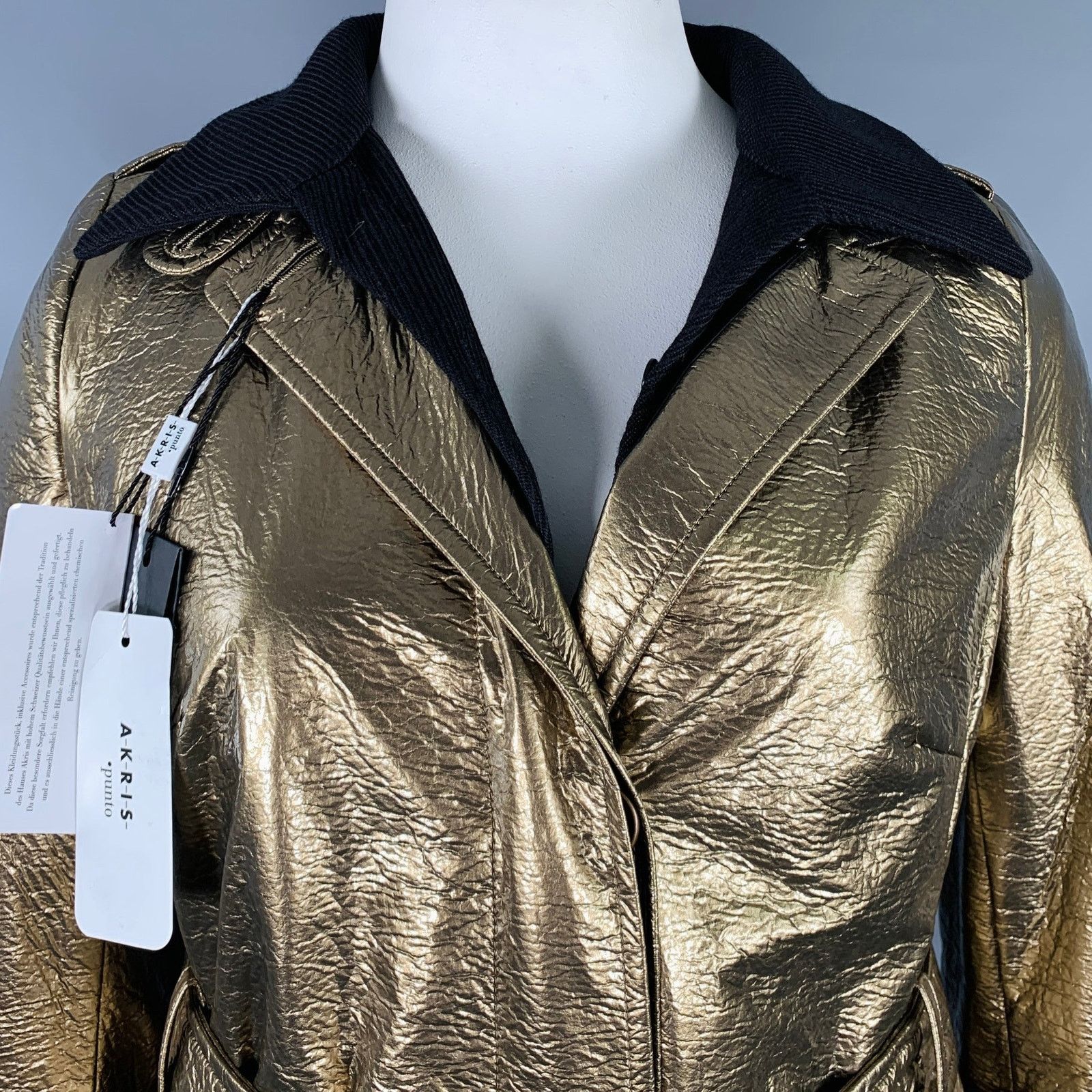 Akris AKRIS Size 12 Gold Polyester Blend Metallic Trench Coat Size XL / US 12-14 / IT 48-50 - 3 Thumbnail