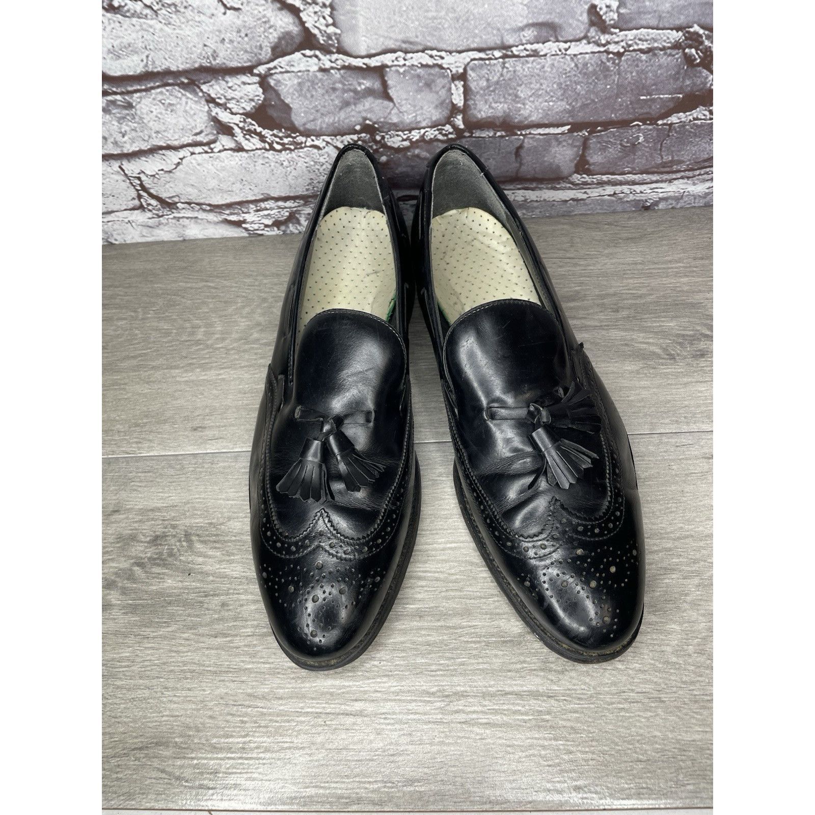 JOHN LAWRENCE SULLIVAN O'Sullivan Black Leather Wingtip VTG Loafers Dress Shoes Men Size US 12 / EU 45 - 13 Thumbnail