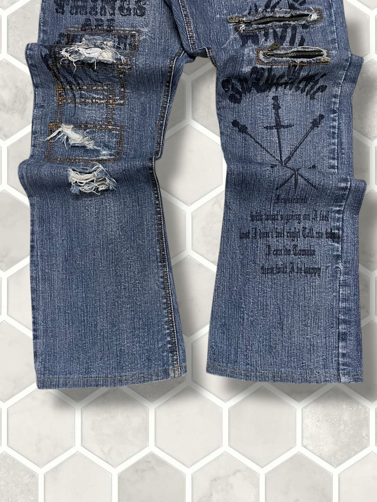 Tornado Mart Vintage 1990s Orginal Designer Japan In The Attic Punk Denim Size US 33 - 3 Thumbnail