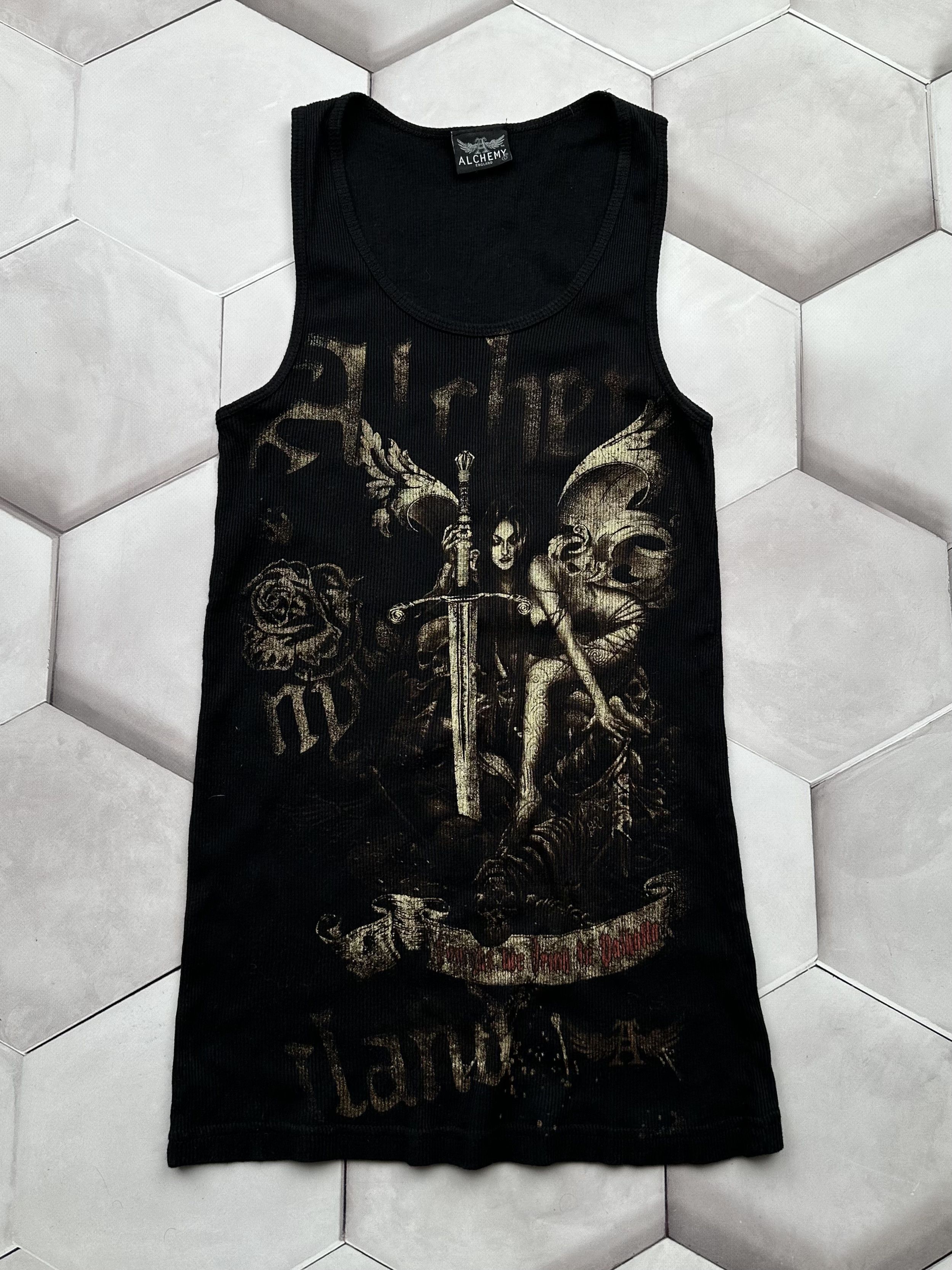 image of Vintage Printed Tank Top in Black, Women's (Size Small)