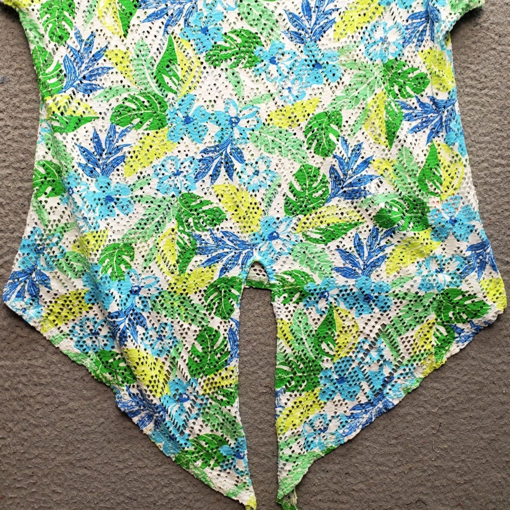 Vintage Hearts Of Palm Women M Size: M Top Tropical Sheer Swim Cover Keyhole Ring Knot Hem Size M / US 6-8 / IT 42-44 - 6 Thumbnail