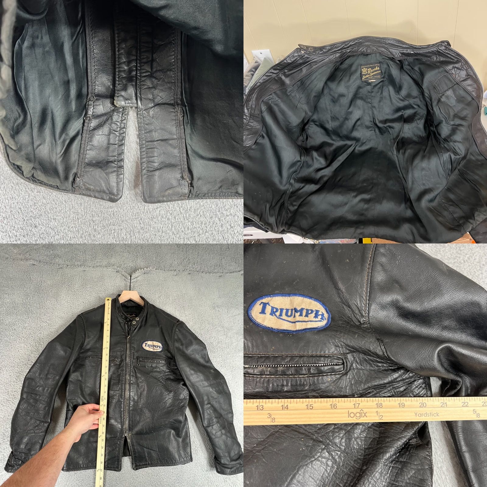 Brooks VINTAGE Brooks Leather Cafe Racer Jacket Sz 40 Black Motorcycle/ Biker 1960s Mens Size US XXS / EU 40 - 11 Thumbnail