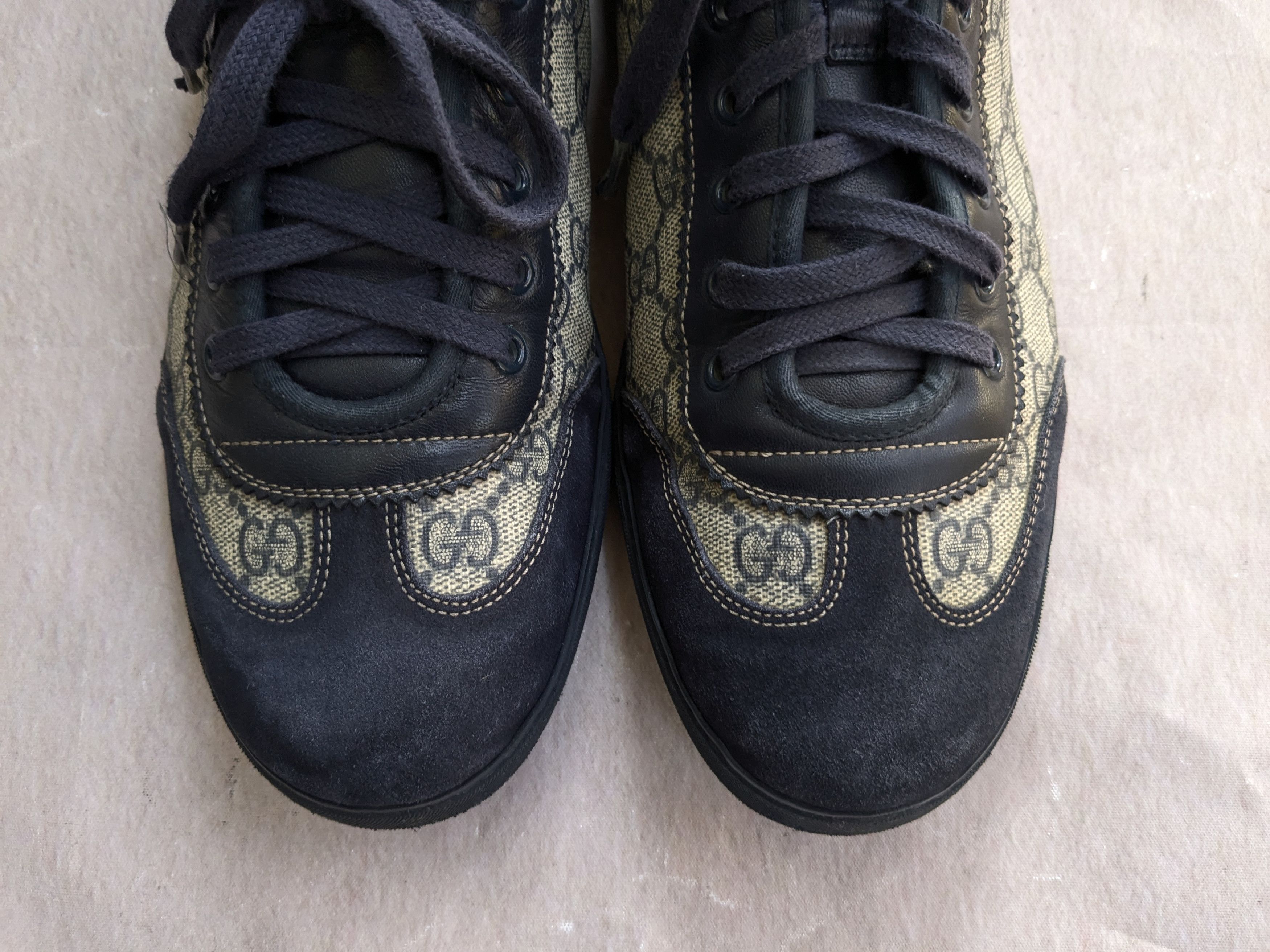 Gucci Gucci Sneakers Navy Blue Low Tops Canvas Suede Monogram Size US 10 / EU 43 - 5 Thumbnail