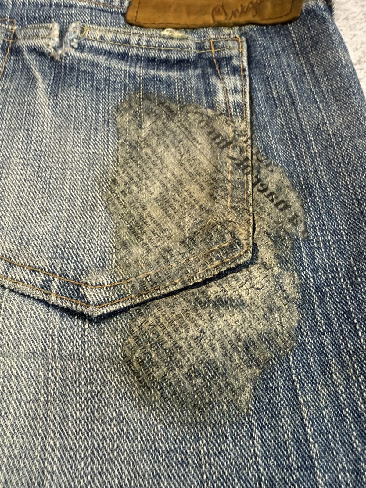 Hysteric Glamour × Japanese Brand Antgauge Japan Boro Distressed Newspaper Patch Jeans Size US 30 / EU 46 - 18 Thumbnail