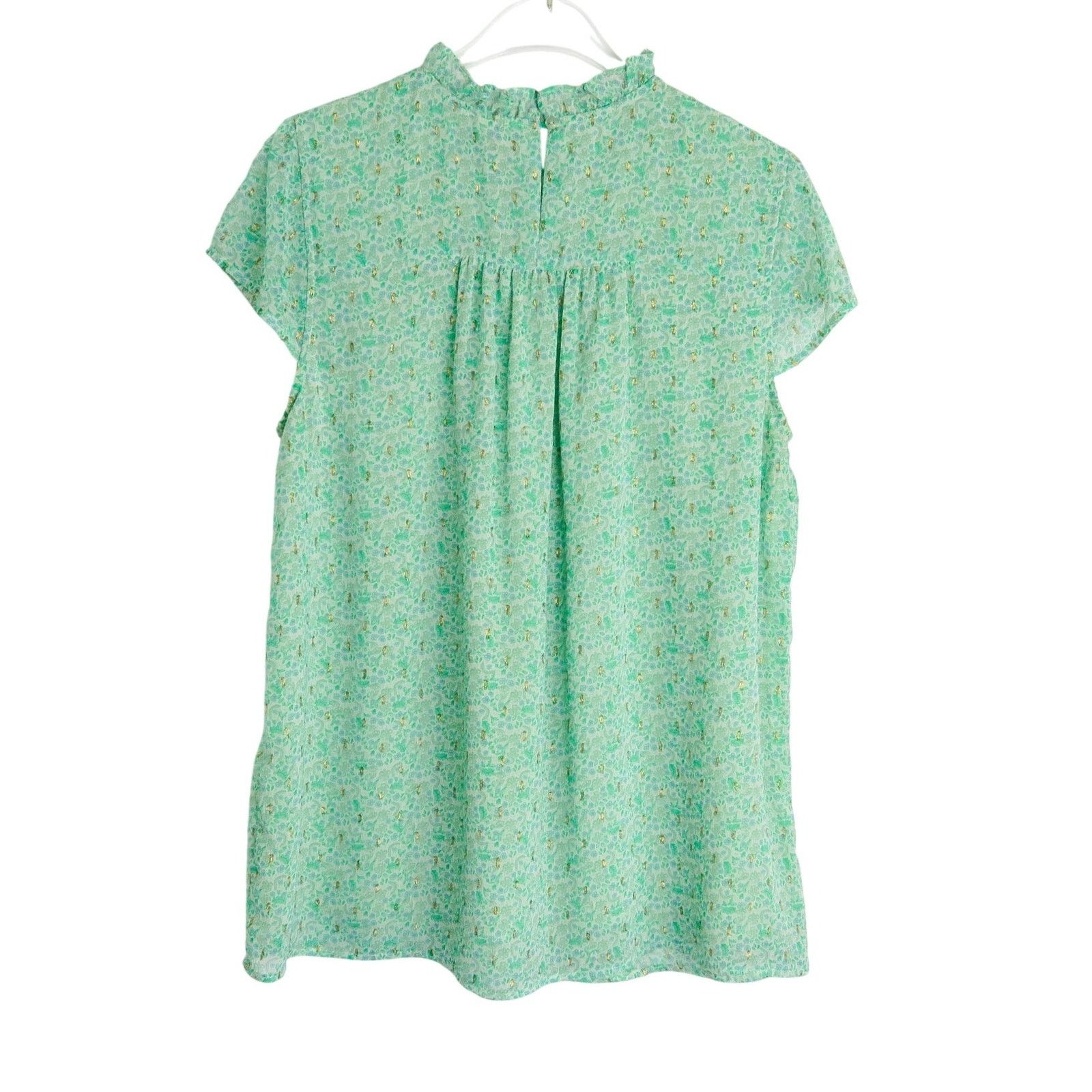 Joie Joie Green Floral Babydoll Blouse Gold Accents Medium Size S / US 4 / IT 40 - 4 Thumbnail