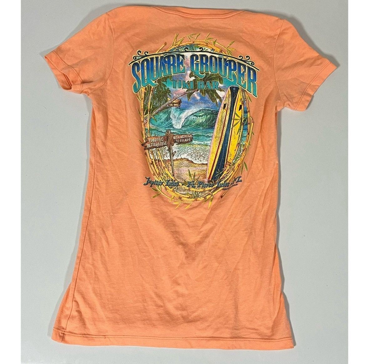 Japanese Brand Orange ‘Square Grouper Tiki Bar’ Tee T-Shirt Top Size S 🏝️✨ Size S / US 4 / IT 40 - 3 Thumbnail