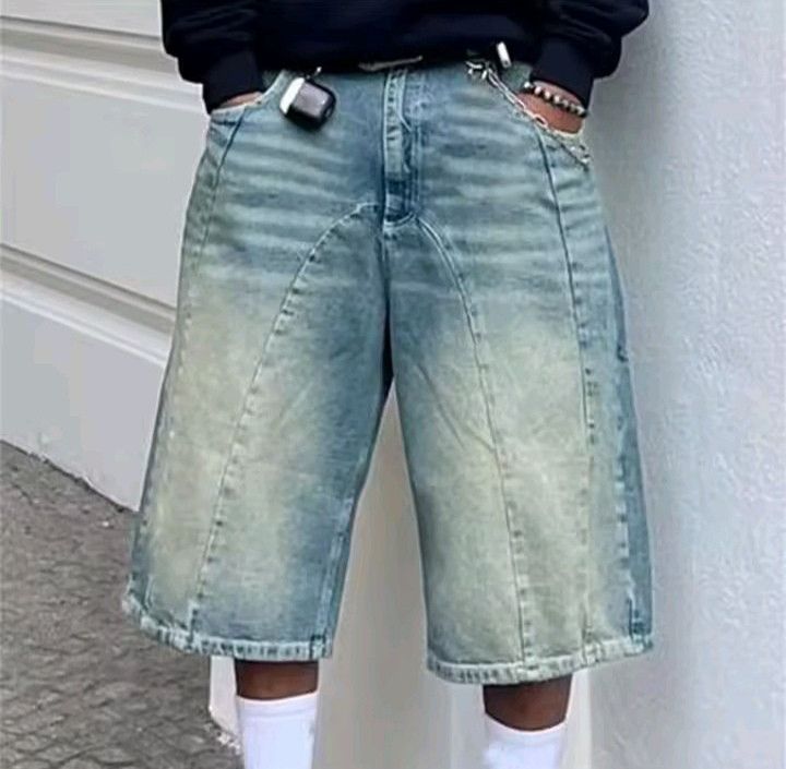 Japanese Brand Retro Washed Baggy Denim Shorts Size US 31 - 3 Thumbnail