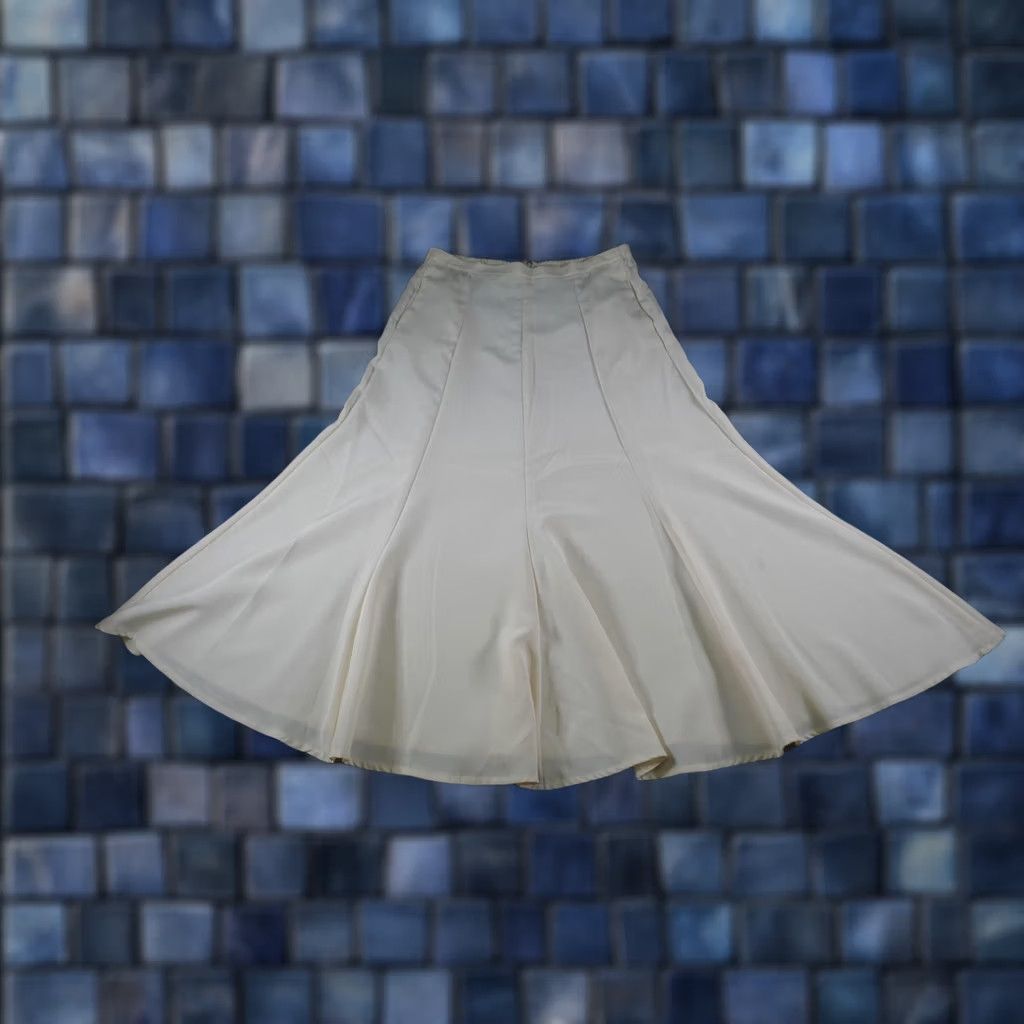 DANCER VINTAGE Western Skirt Womens Small White Cowgirl 90s Rodeo Square Dance Show USA 1849 Authentic Ranchwear Flare Long Lined Elastic Zip Womens Size 28" / US 6 / IT 42 - 1 Thumbnail