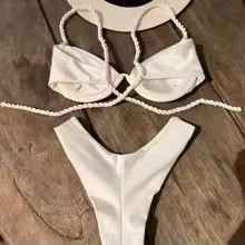 Vintage White Pearl Strap Bikini Set Size M / US 6-8 / IT 42-44 - 3 Thumbnail