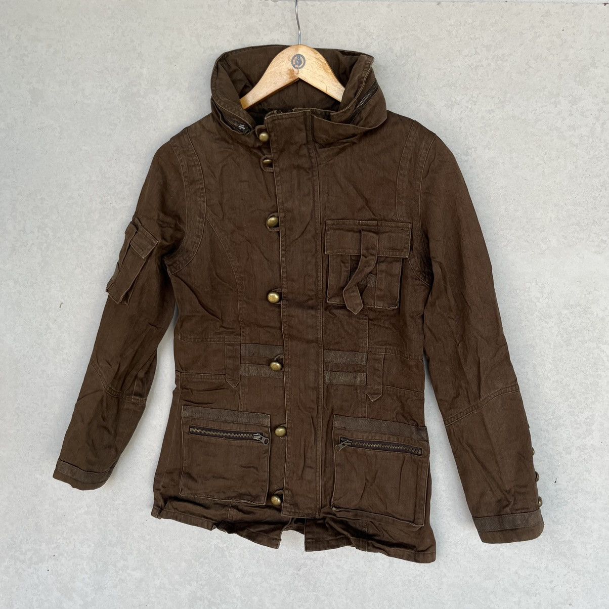 Other Vintage Takeo Kikuchi Brown Hooded Jacket Pockets Size S Size US S / EU 44-46 / 1 - 2 Thumbnail