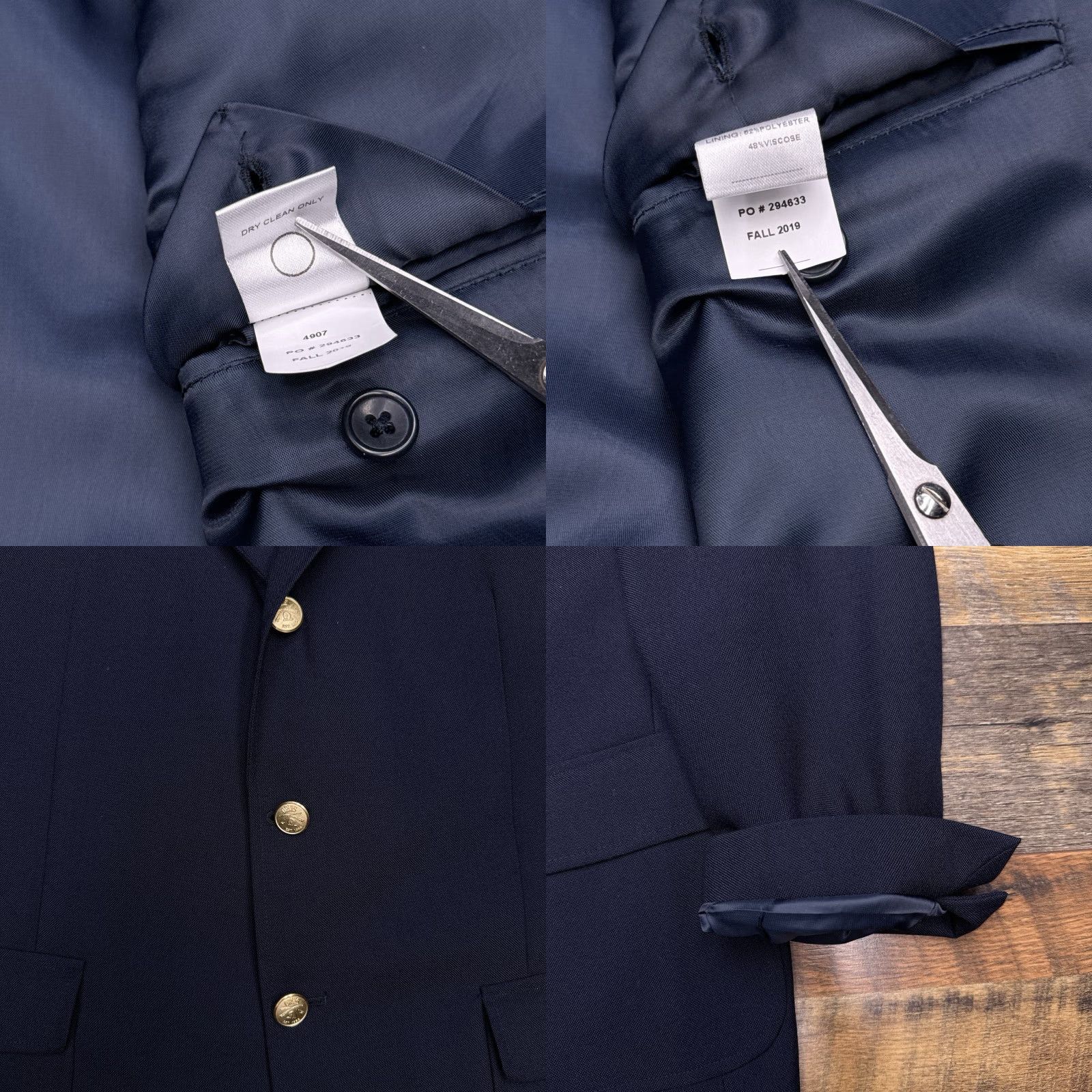 Orvis Orvis Blazer 44R Navy/Blue Three-Button Wool-Blend Sport Coat Jacket Men Regular Notch Lapel Solid Vintage: No Size 44R - 8 Thumbnail