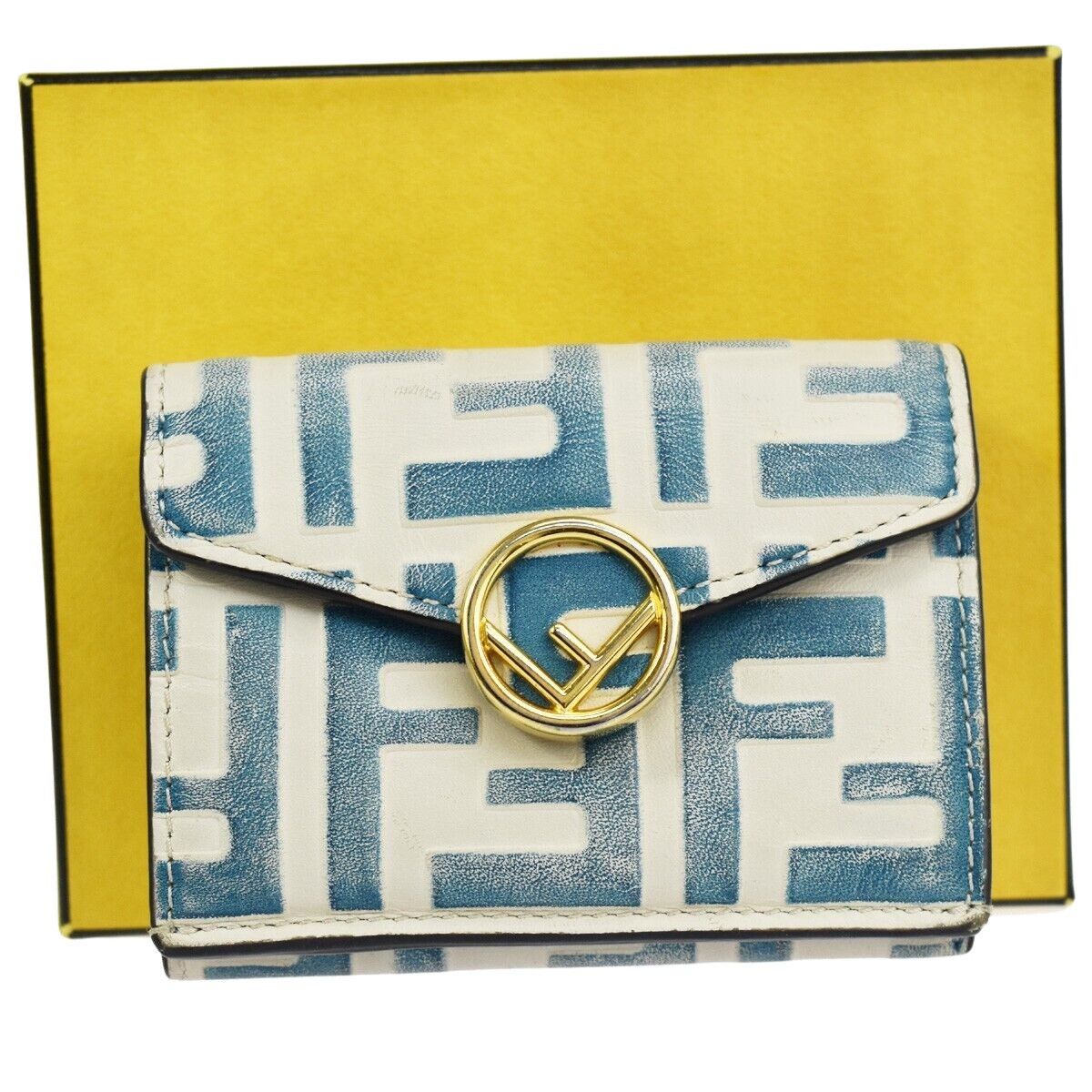 image of Fendi Micro Trifold Wallet Wallet in Blue, Women's