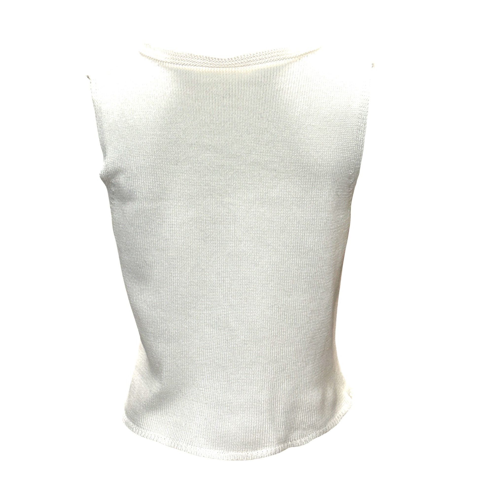 Other CCC White Sleeveless V Neck Ribbed Knit Sweater Top Asymmetr Size S / US 4 / IT 40 - 4 Thumbnail