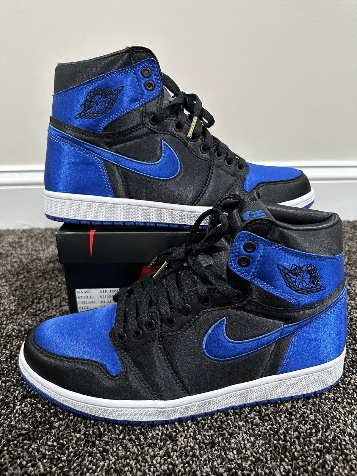 Jordan Brand Air Jordan 1 Retro High EP Satin Royal Promo Sample Sneakers Size US 11 / EU 44 - 10 Thumbnail