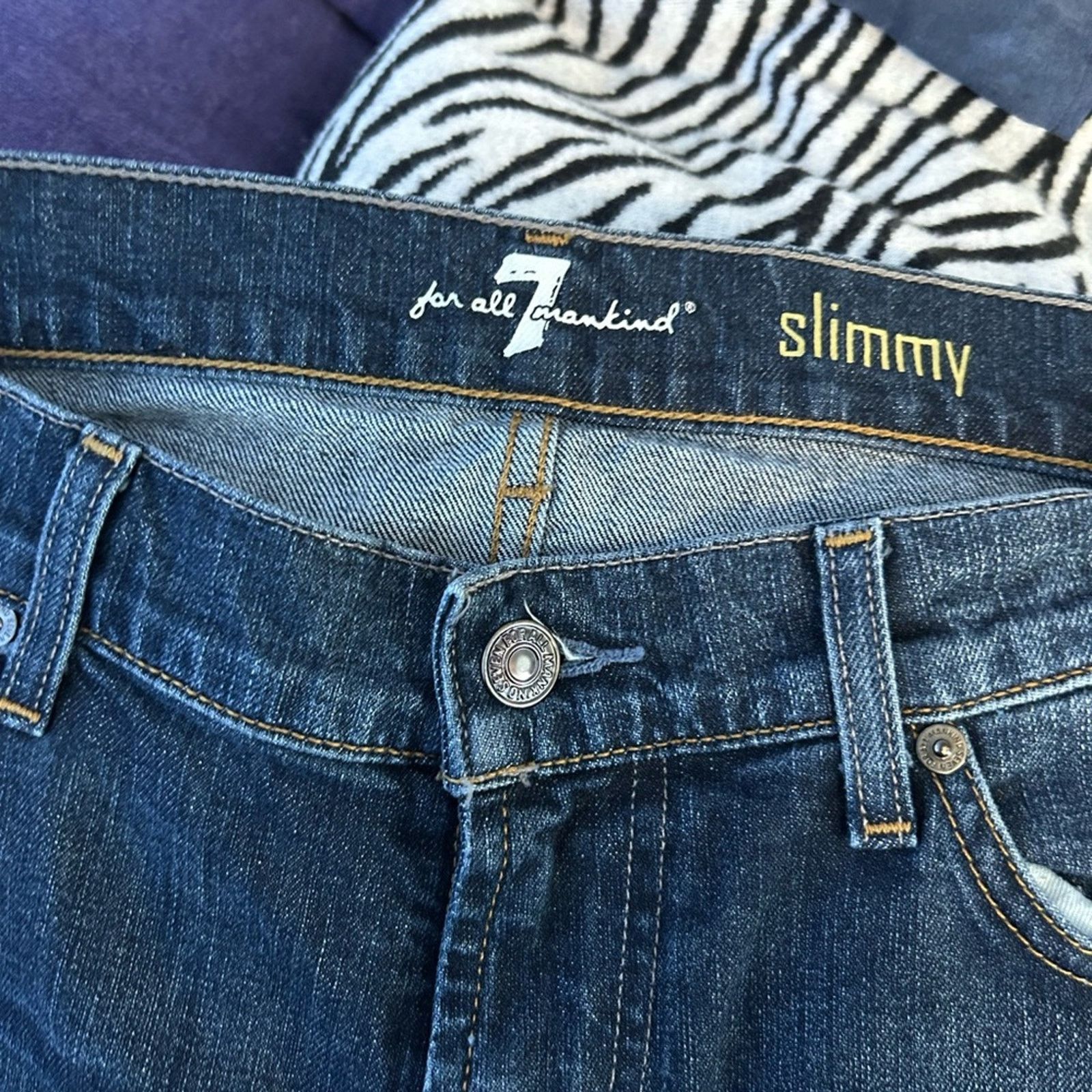 7 For All Mankind 7 For All Mankind Men's Blue Dark Wash Slimmy Jeans Size US 32 / EU 48 - 3 Thumbnail
