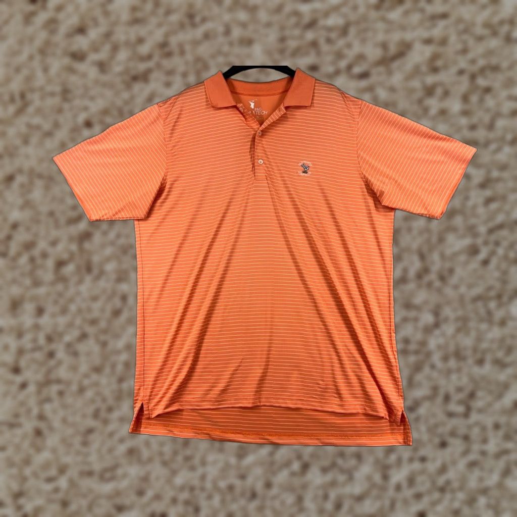 Vintage F&G Tech Polo Shirt Mens XL Orange Striped Golf Stretch Polyester 100% Polyester Shirt Polo Fashion Sports Classic Men’s Adults Regular Men Size US XL / EU 56 / 4 - 1 Thumbnail