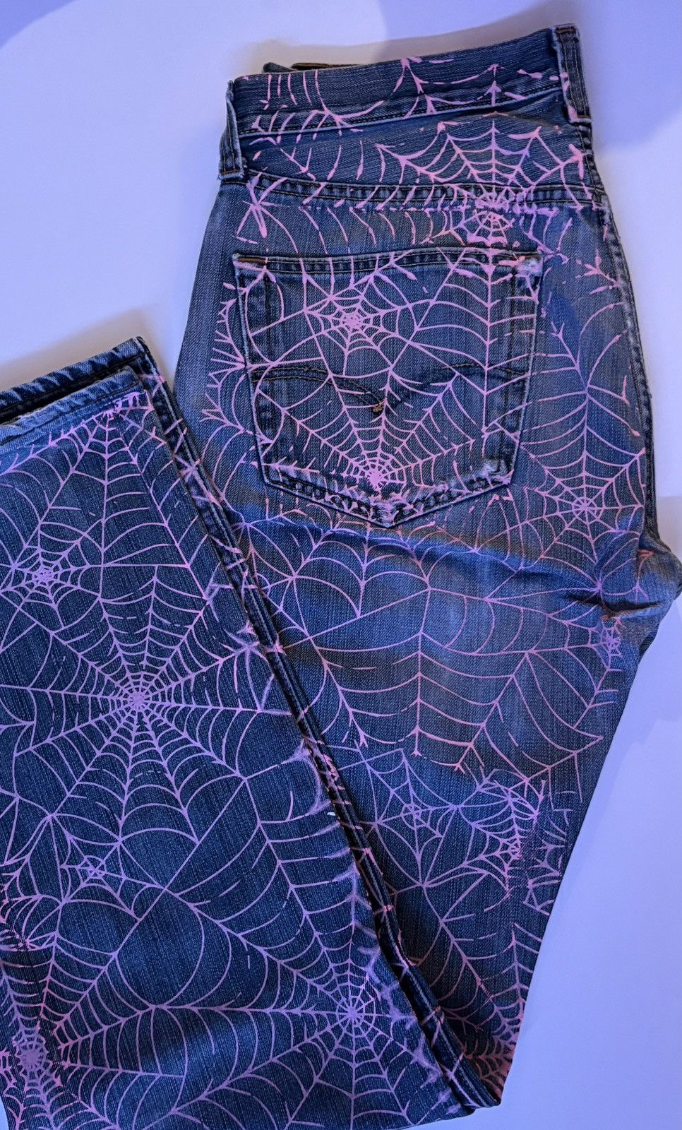 Levi's × Sp5der Vintage Levi’s 501 All-Over Web Print Jeans Size US 34 / EU 50 - 5 Thumbnail