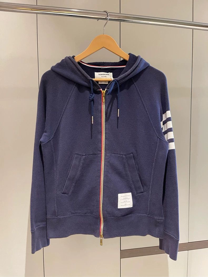 Thom Browne Thom browne Dark blue classic four-striped hooded zipper ja Size US S / EU 44-46 / 1 - 2 Thumbnail