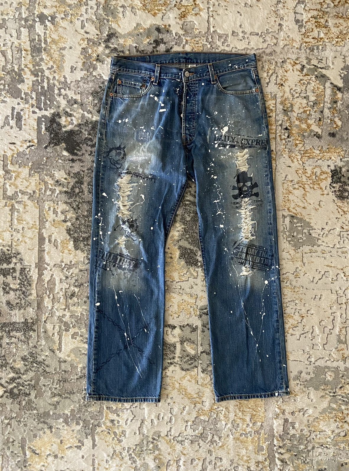 Levi's Vintage Levis Ripped Distressed Grunge Levis Stonewashed Size US 36 / EU 52 - 1 Thumbnail