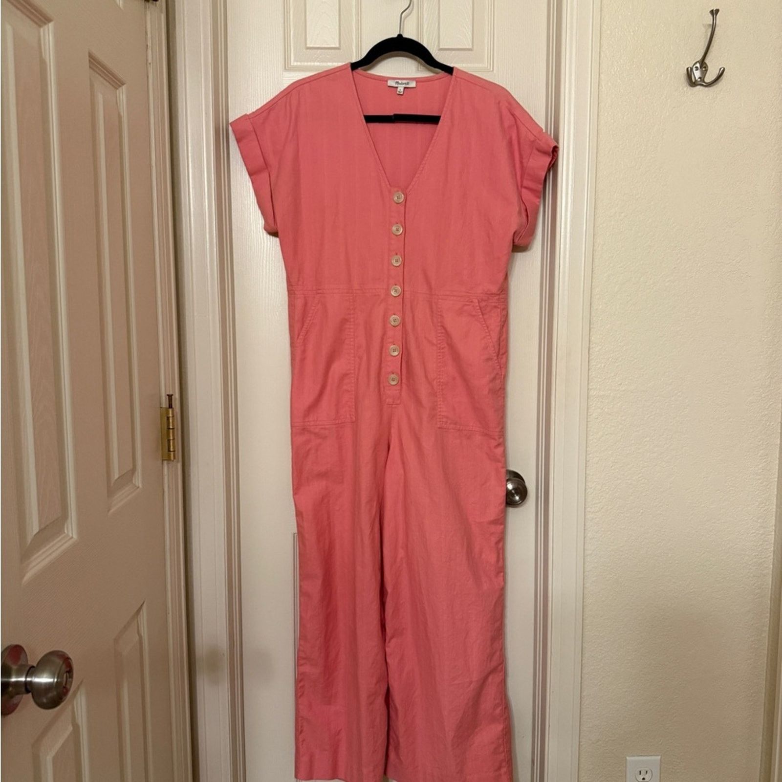 Madewell Madewell Button-Front Day Jumpsuit Romantic Pink Size 28" / US 6 / IT 42 - 7 Thumbnail