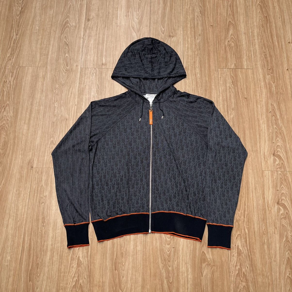 Christian Dior Monsieur × Dior 00'S Christian Dior Navy Blue Oblique Patterned Front Hooded Size M / US 6-8 / IT 42-44 - 2 Thumbnail