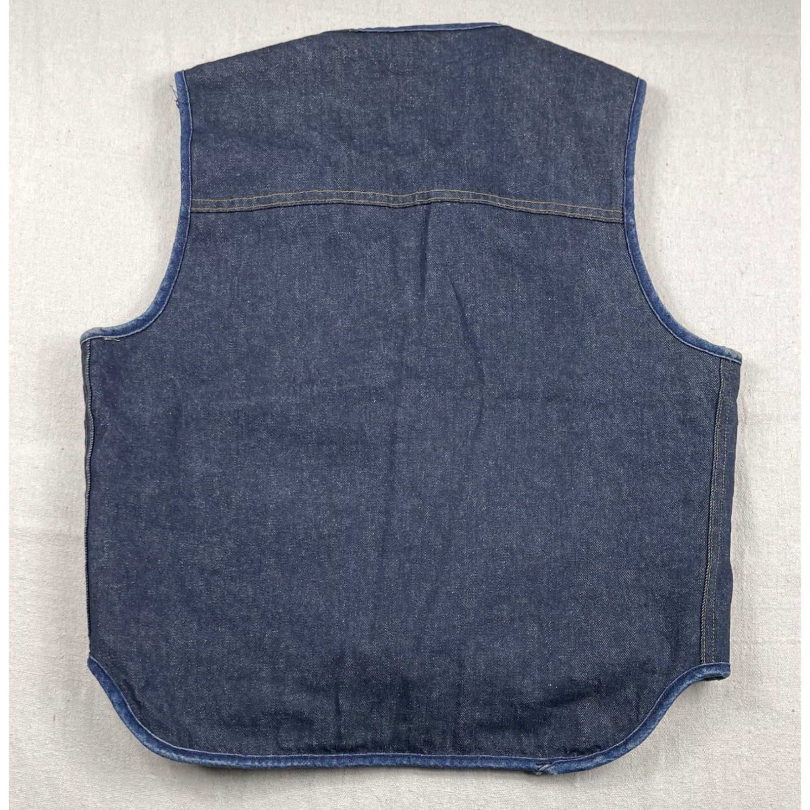 Sears VINTAGE Roebucks Denim Vest Sherpa Lined Sz Large Mens Western Cowboy Vest Size US 33 - 4 Thumbnail
