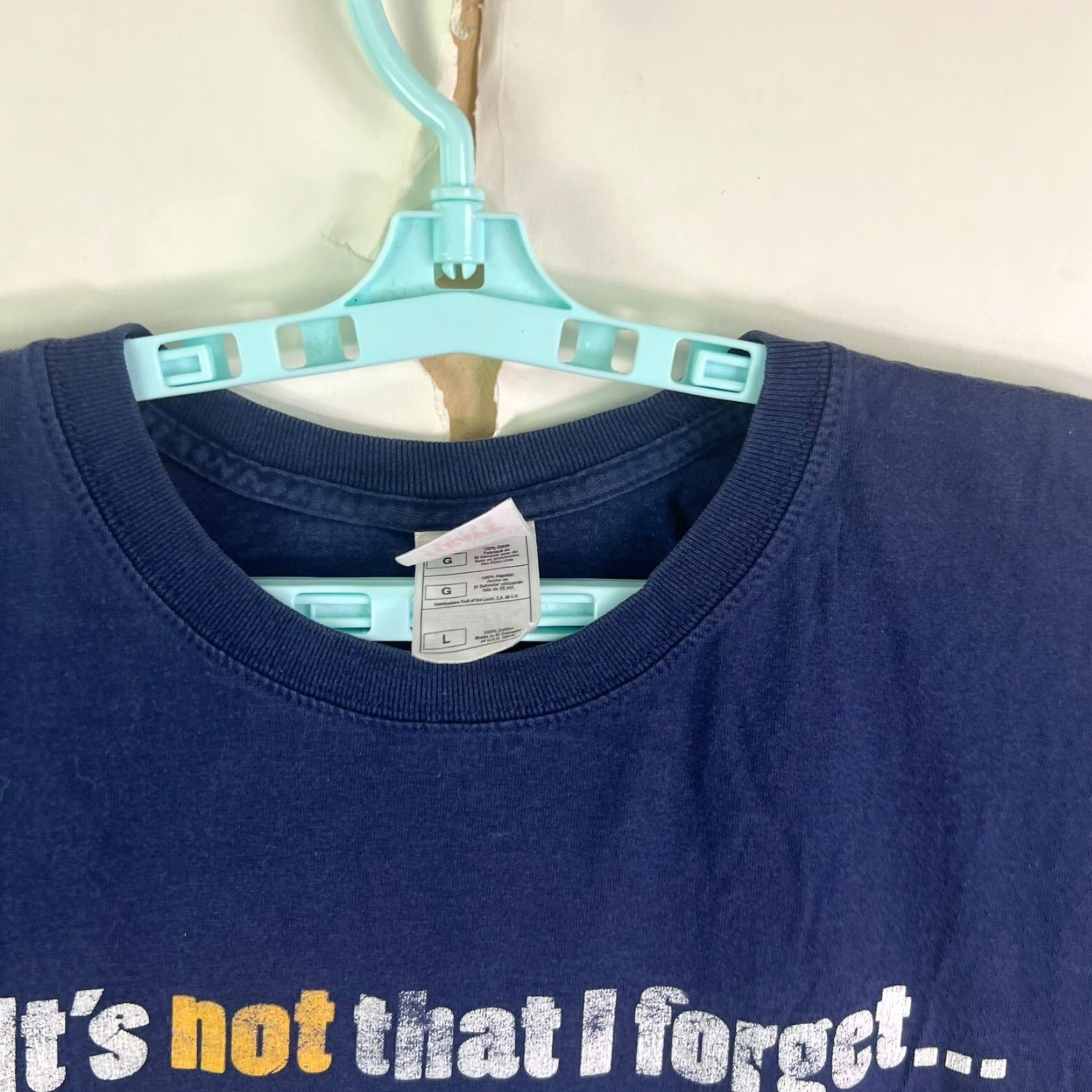 Fruit Of The Loom Forget - Don't Care T-Shirt Unisex Adults L Blue Size US L / EU 52-54 / 3 - 2 Thumbnail