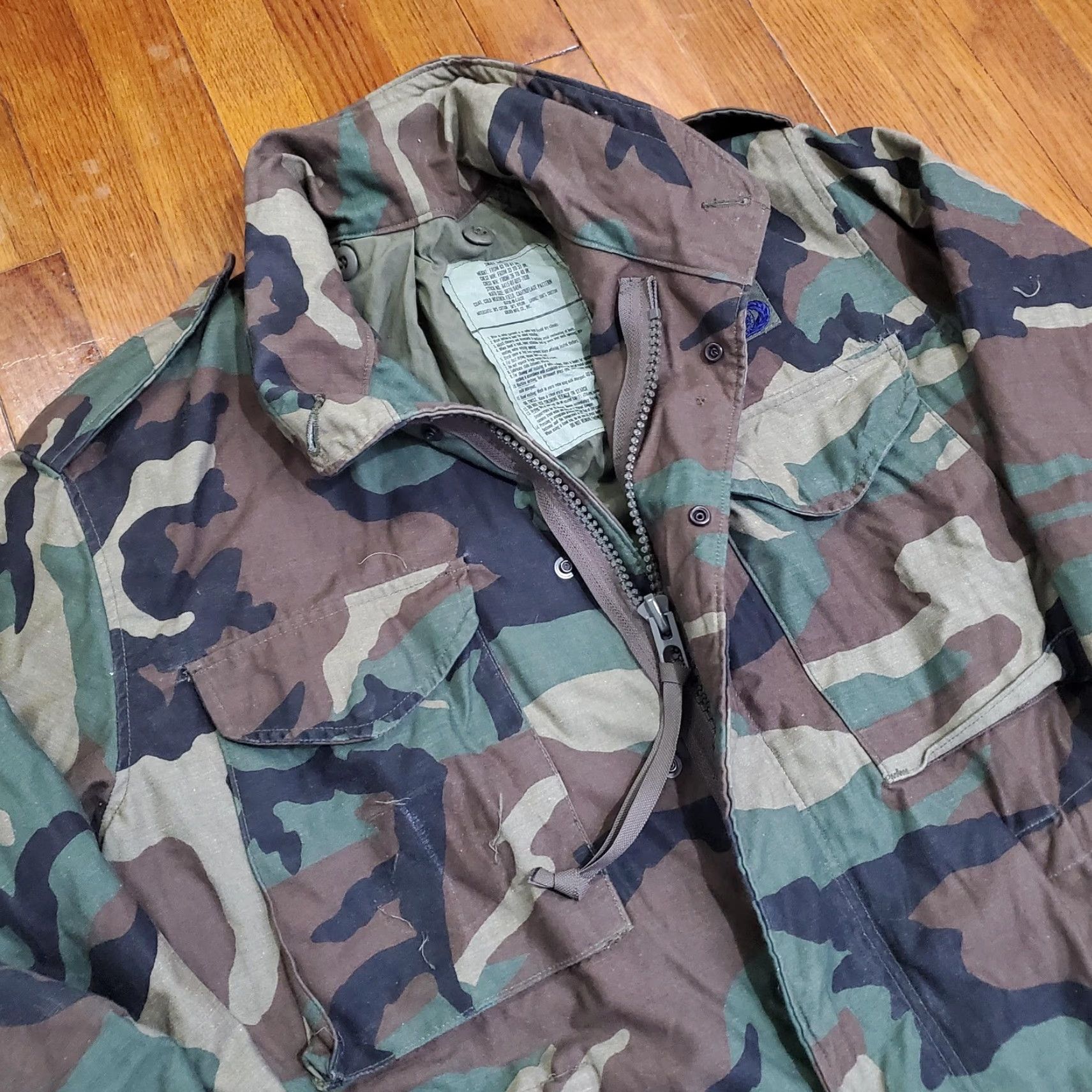 Vintage VINTAGE US ARMY COAT Mens S Green Woodland Camo M-65 Field Cold Weather 80s Size US S / EU 44-46 / 1 - 4 Thumbnail