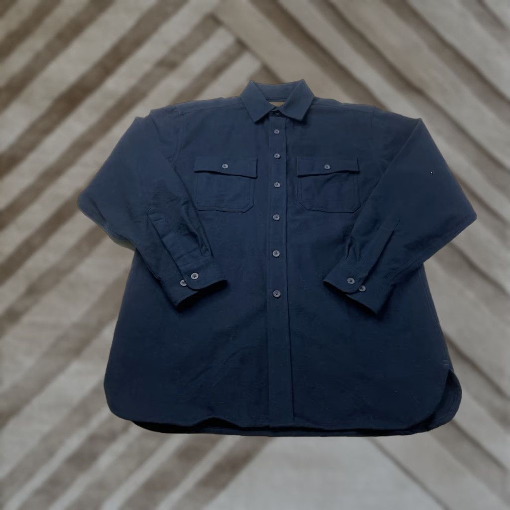 Vintage LL Bean Shirt Mens Medium Navy Blue Chamois Flannel Long Sleeve Button Down Size US M / EU 48-50 / 2 - 1 Thumbnail