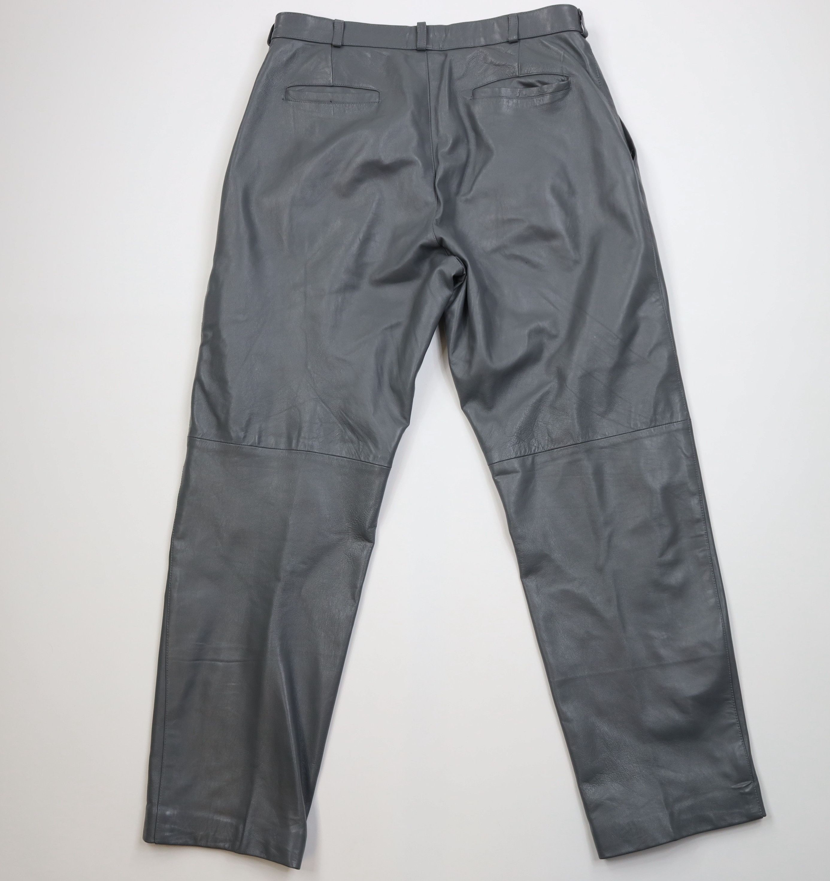 Vintage Vintage 90s Streetwear Blank Wide Leg Leather Pants Gray Size US 36 / EU 52 - 11 Thumbnail