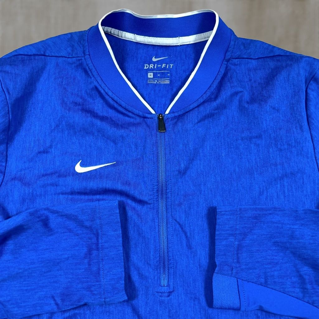 Nike Nike Dri Fit Sweater Pullover Men M Royal Blue Zip Mock Neck Logo 1/4 Zip All Seasons Lightweight Breathable Sweatshirt Shirt Long Sleeve Sports Size US M / EU 48-50 / 2 - 1 Thumbnail