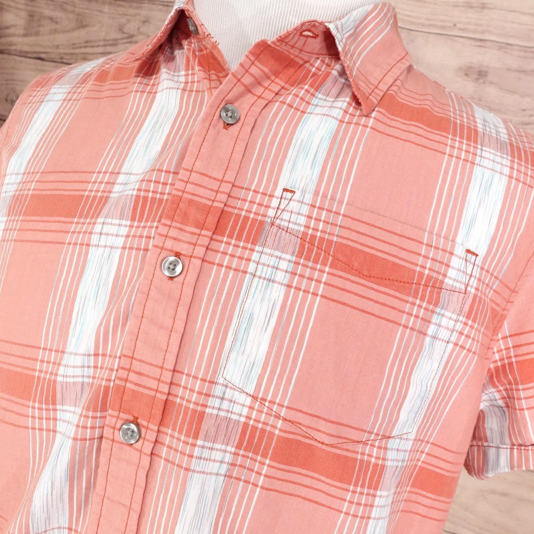 Prana Prana Shirt Mens Medium Orange Plaid Short Sleeve Button Front Casual Outdoor Size US M / EU 48-50 / 2 - 2 Thumbnail