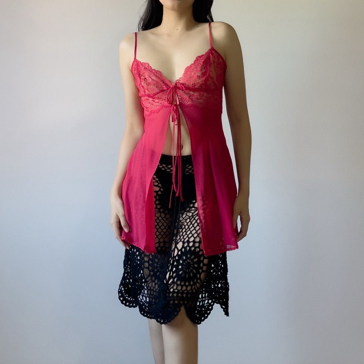 Victoria's Secret Victoria’s Secret Red Lace & Silk Sheer Camisole (M) Size M / US 6-8 / IT 42-44 - 3 Thumbnail