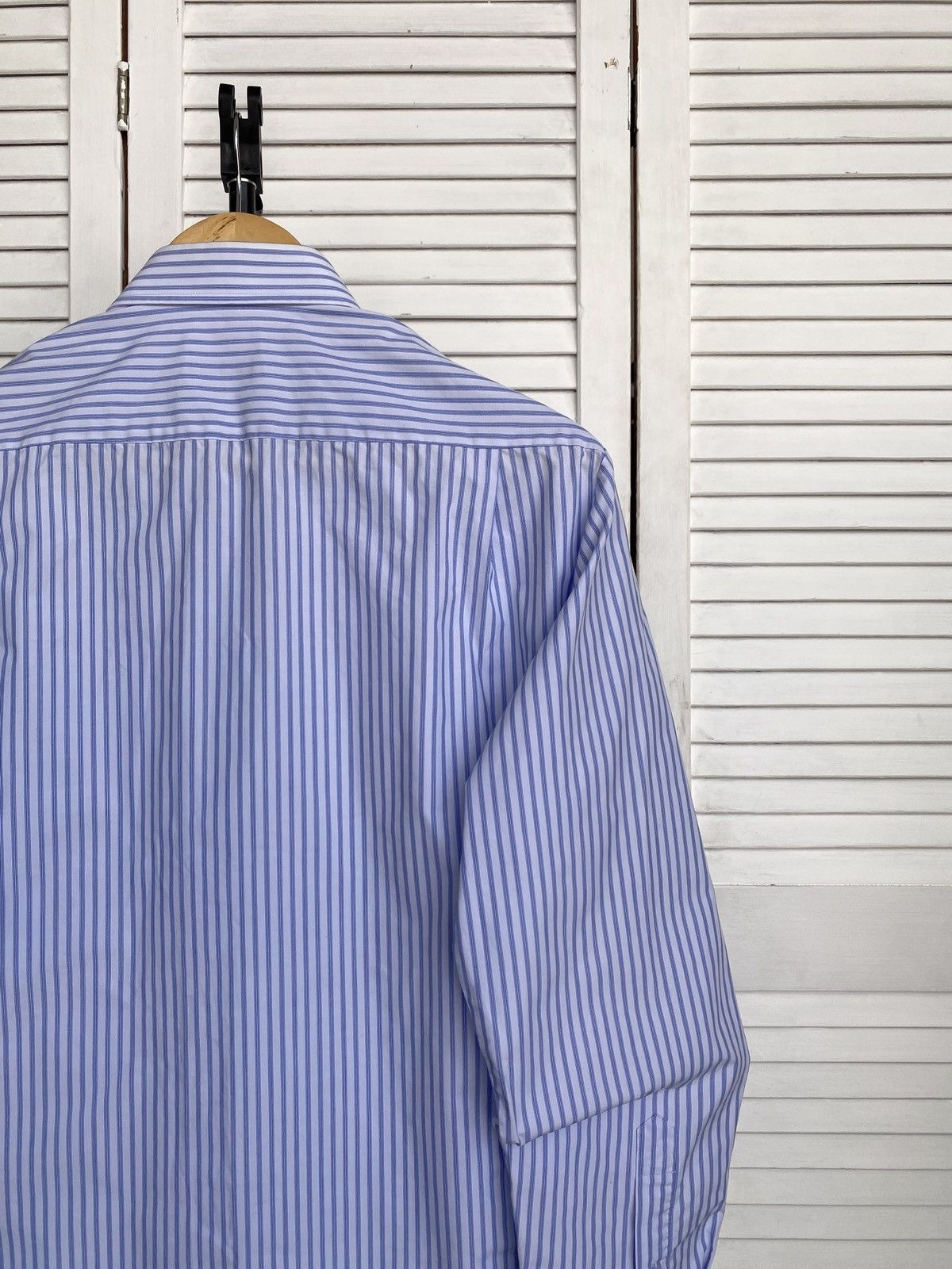 Vintage Vintage Basic Striped Button Up Shirt Hard Cotton Preppy Size US S / EU 44-46 / 1 - 13 Thumbnail