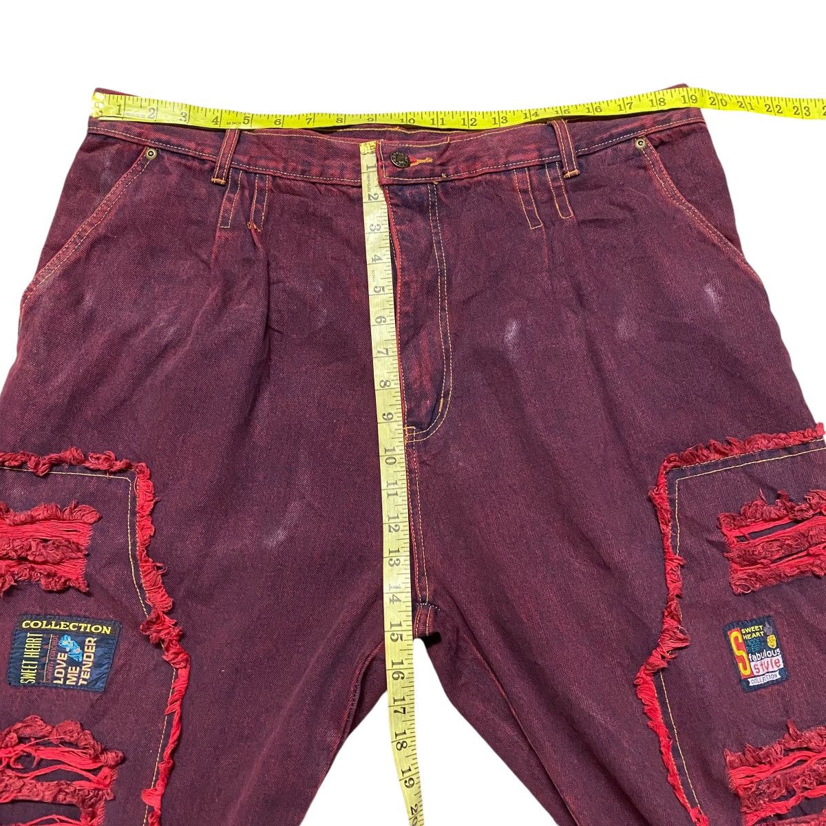 Vintage Vintage SWEET HEART Red Blood Fabulous Denim Baggy Pants Size US 38 / EU 54 - 15 Thumbnail