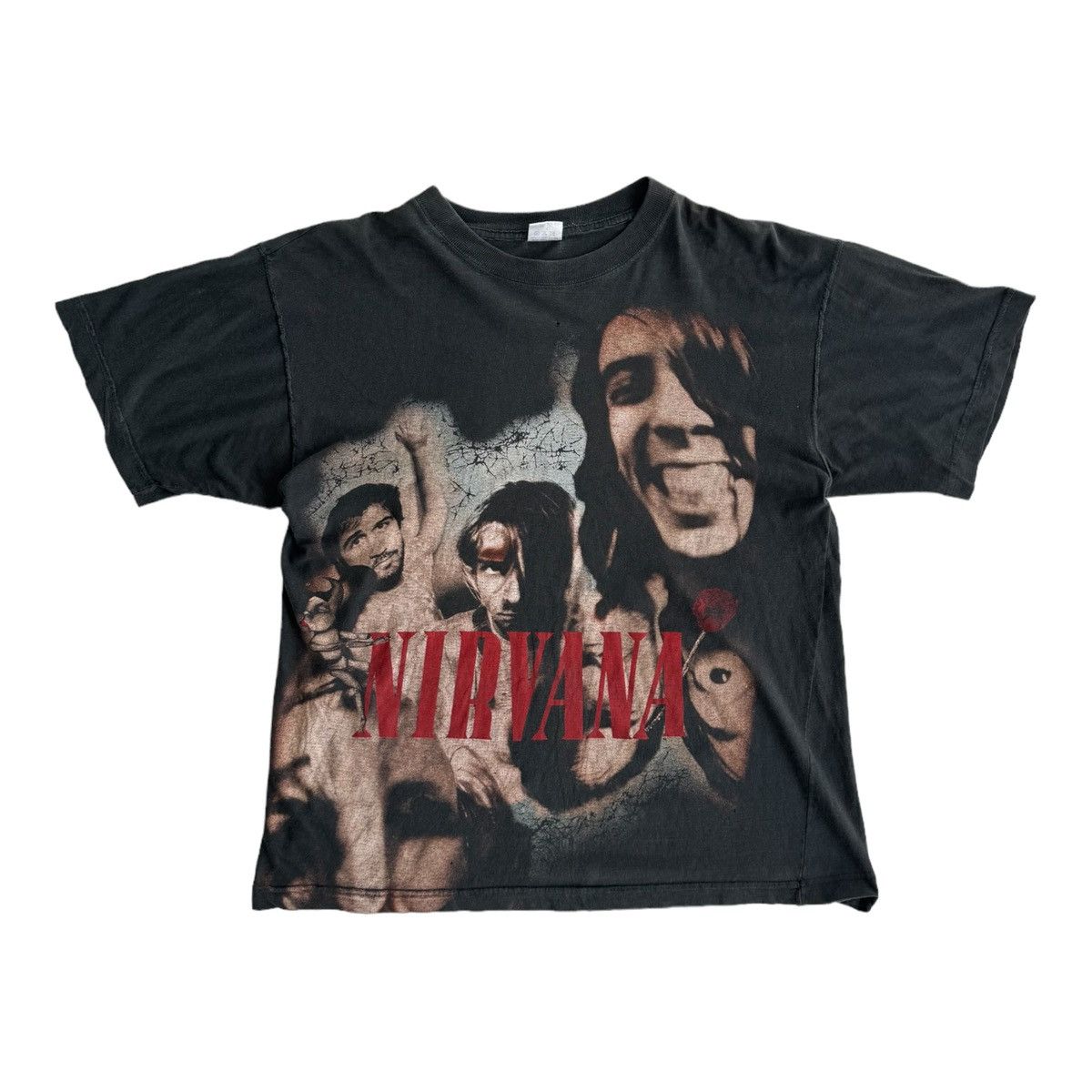 image of Nirvana Aop Vintage Tee in Grey, Men's (Size Large)