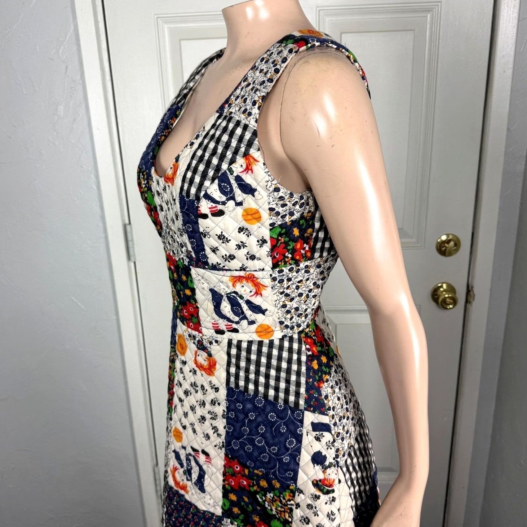 Vintage VINTAGE Mr. Topper Dress Cotton Maxi Patchwork Print Quilted 70s Women's 9 P3-8 Size 4XL / US 24-26 - 5 Thumbnail