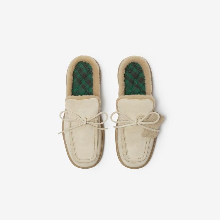 Burberry o1w1db10125 Suede and Shearling Stony Mules in Beige Size US 8 / EU 41 - 5 Thumbnail