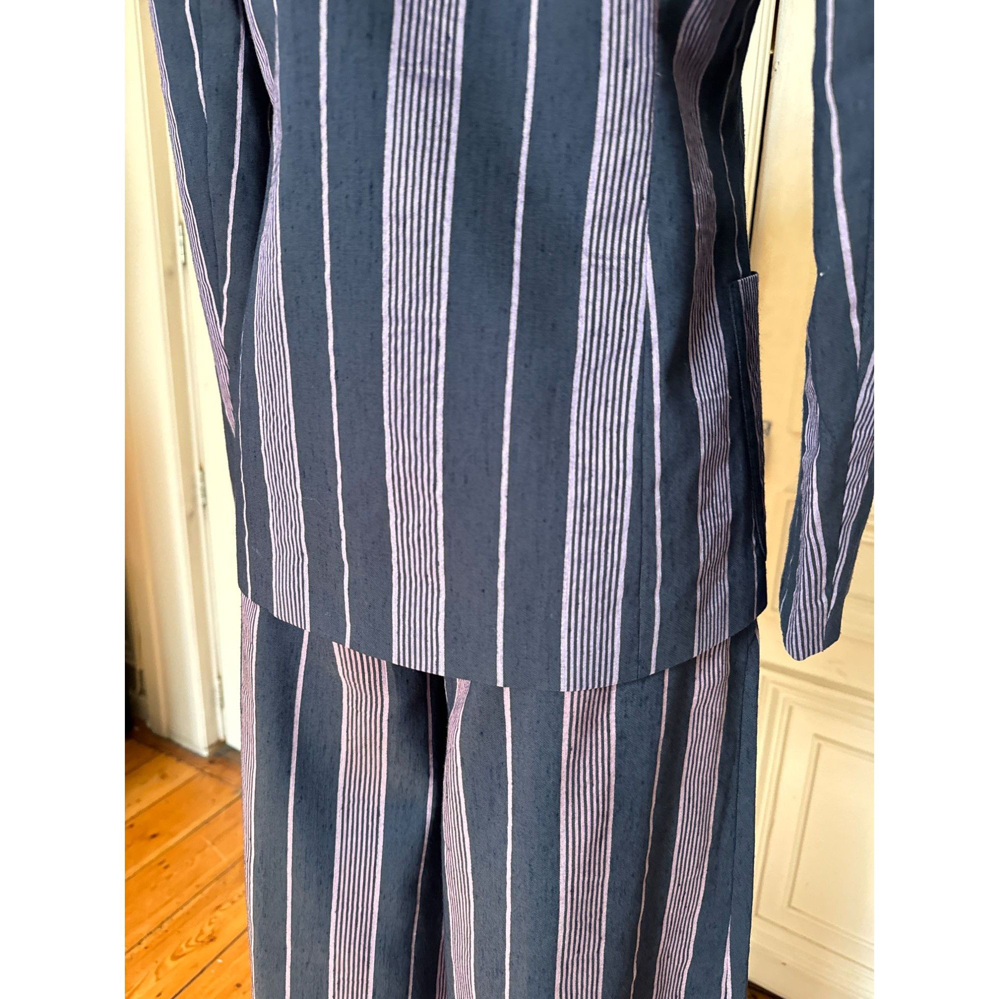 Yves Saint Laurent 1990s Striped Linen Pants Suit Size XS / US 0-2 / IT 36-38 - 7 Thumbnail