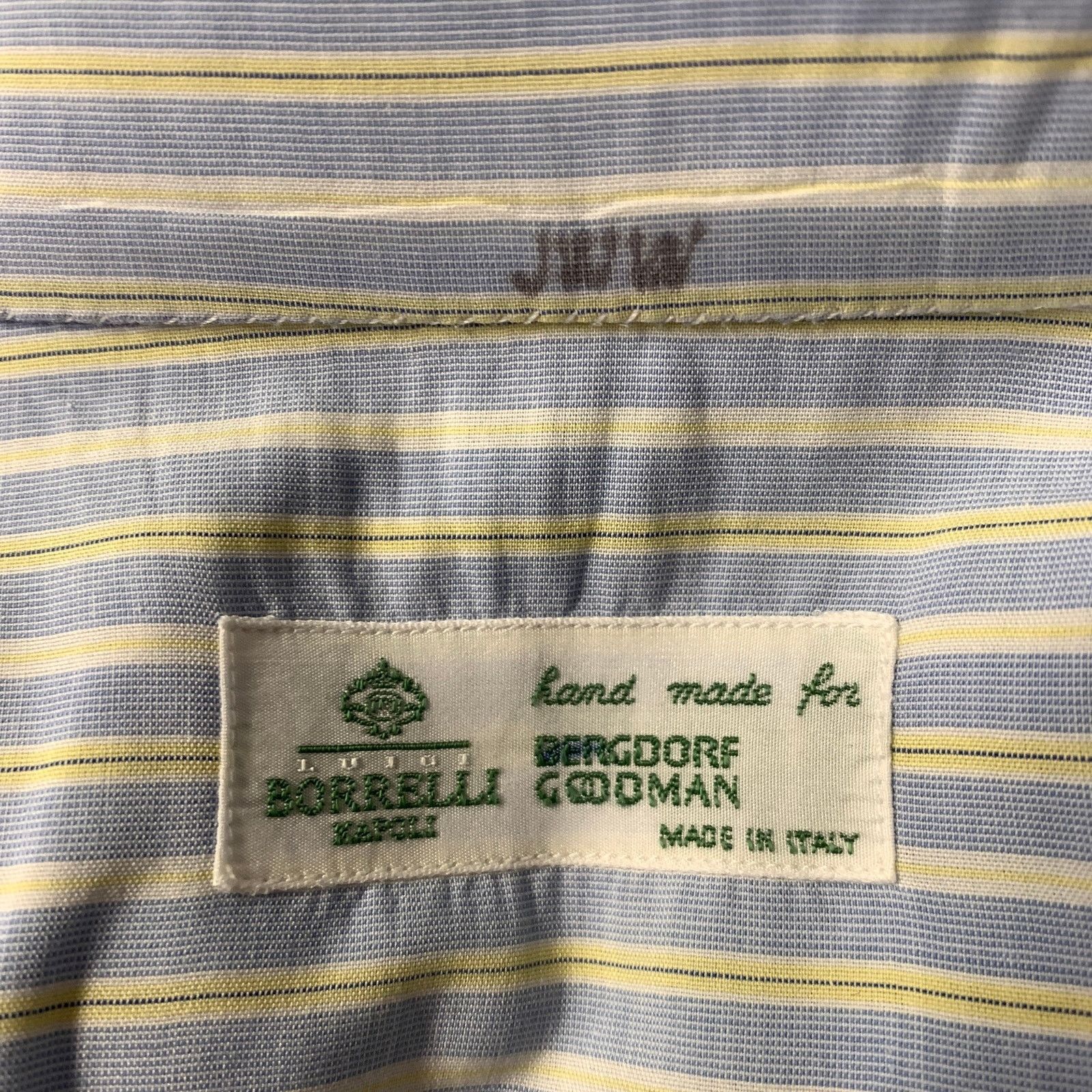 Bergdorf Goodman BERGDORF GOODMAN XL Blue Yellow Stripe Cotton L/S Shirt Size US XL / EU 56 / 4 - 5 Thumbnail