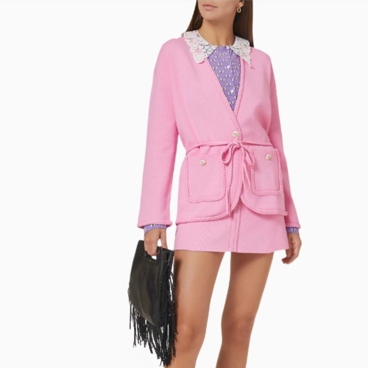 Maje Maje Madene Belted Knit Pink Cardigan Jacket Size 3 Large Size L / US 10 / IT 46 - 10 Thumbnail