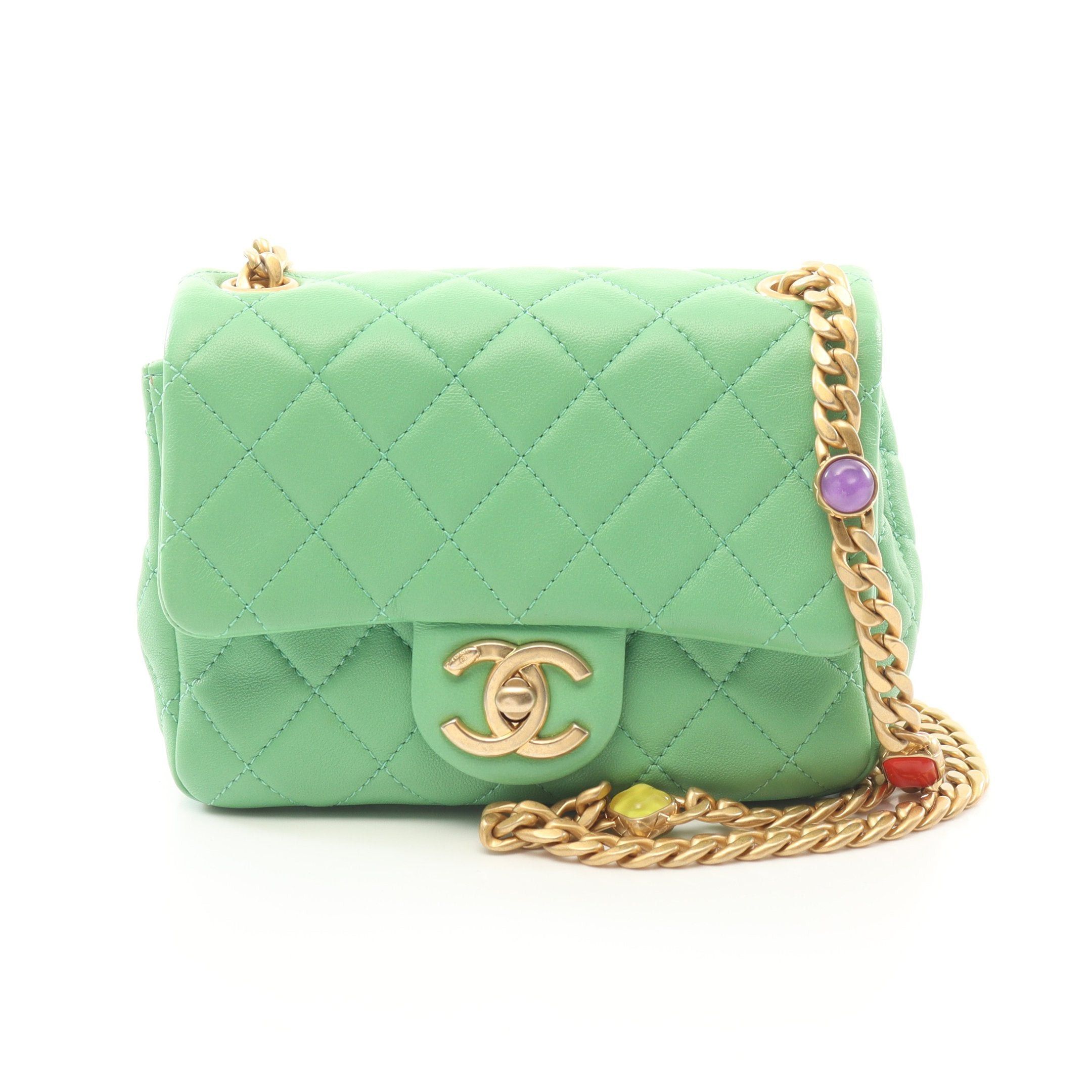 Chanel Chanel Matelasse Chain Shoulder Bag Lambskin Green Gold Hardware Size ONE SIZE - 1 Thumbnail
