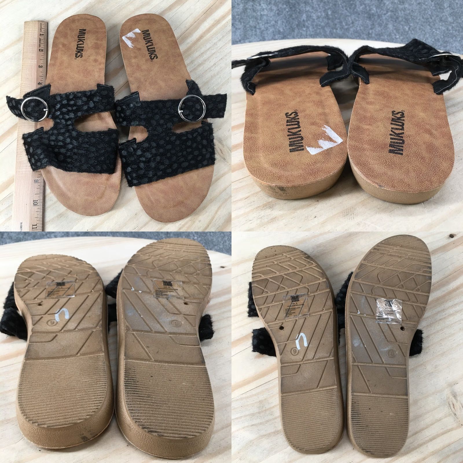 Vintage Muk Luks About You Sandals Womens 9 Casual Slip On Flats Slide Black Fabric Shoes Womens Footwear Slide Size US 9 / IT 39 - 8 Thumbnail