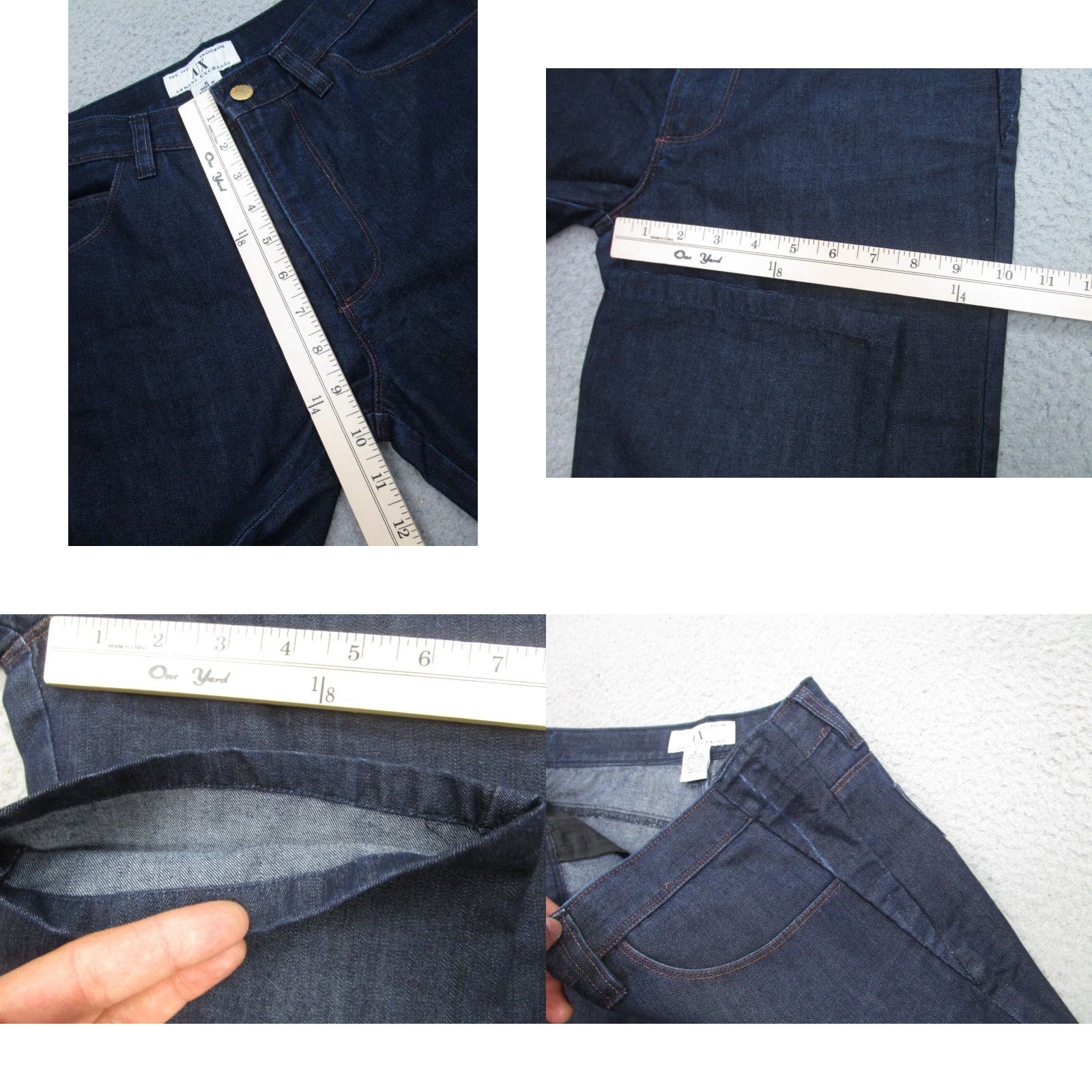 Armani Exchange VINTAGE Armani Exchange Jeans Women's 6 Blue Raw Denim 5-Pocket Embroidered W/ Pockets 2000s Y2K Straight Rise Mid Waist 30" Inseam 29" Size 28" / US 6 / IT 42 - 8 Thumbnail