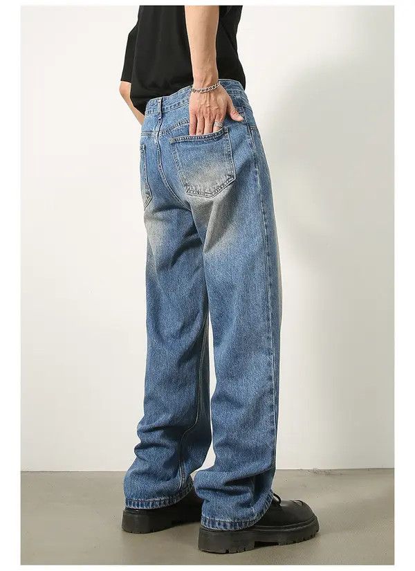VIBE Retro distressed men's loose straight jeans Size US 32 / EU 48 - 5 Thumbnail