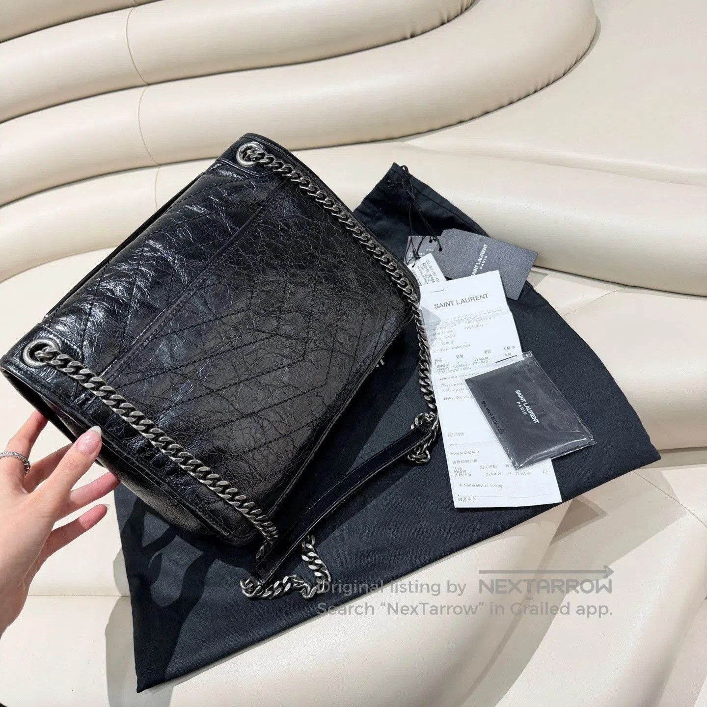 Yves Saint Laurent YSL Black Silver Medium Niki. Size ONE SIZE - 4 Thumbnail