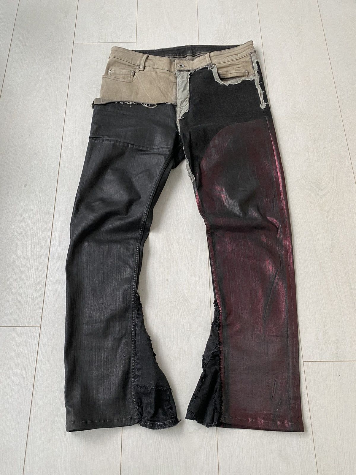 Image of Rick Owens 1 Of 1 Reworked Flare Patchwork Denim, Men's (Size 33)