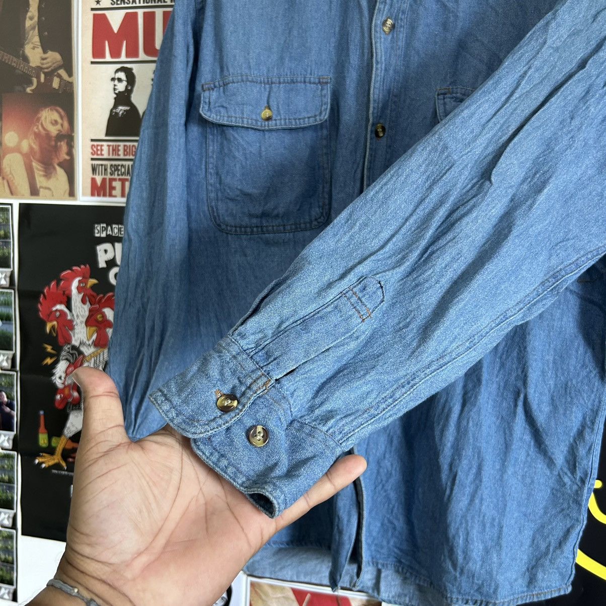 Vintage Vintage Migrant Button Down Denim Shirt Size US L / EU 52-54 / 3 - 6 Thumbnail