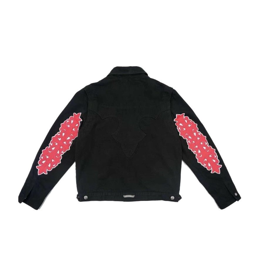 Chrome Hearts Leather fleur floral cross sleeve denim jacket Size US XL / EU 56 / 4 - 1 Thumbnail